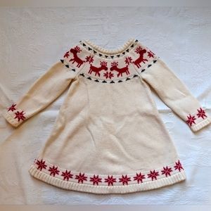 Hanna Andersson girls Dear Deer sweater dress size 80 Christmas